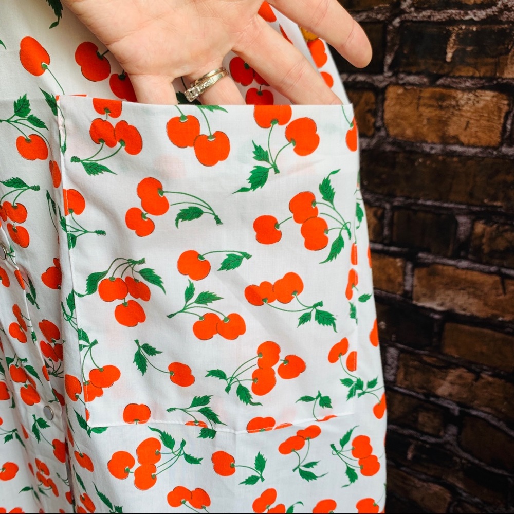 NWT Vintage 1970s Cherry Print Dress - Picture 6 of 8